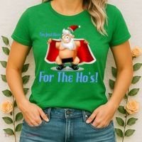 Funny Santa Nude Censored Just Here For The Ho's Women's T-Shirt thumb 2