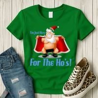 Funny Santa Nude Censored Just Here For The Ho's Women's T-Shirt thumb 3