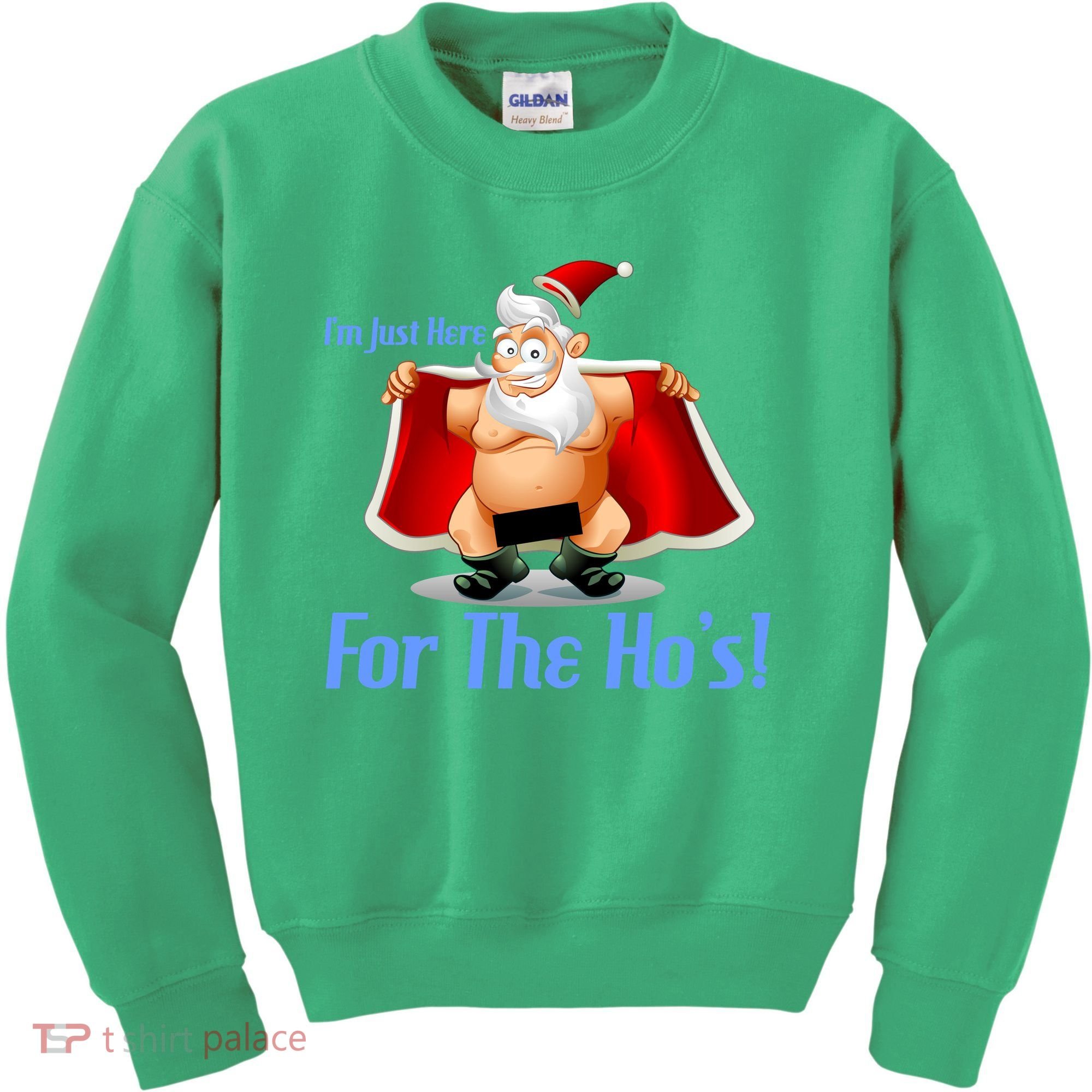 Funny Santa Nude Censored Just Here For The Ho's Kids Sweatshirt
