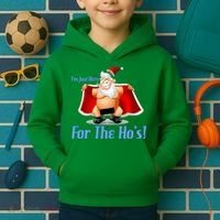 Funny Santa Nude Censored Just Here For The Ho's Kids Hoodie thumb 2