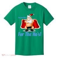Funny Santa Nude Censored Just Here For The Ho's Kids T-Shirt thumb 0