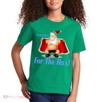 Funny Santa Nude Censored Just Here For The Ho's Kids T-Shirt thumb 2