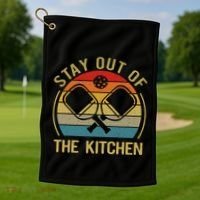 Funny Stay Out Of The Kitchen Pickleball Dad Mom Golf Towel thumb 1