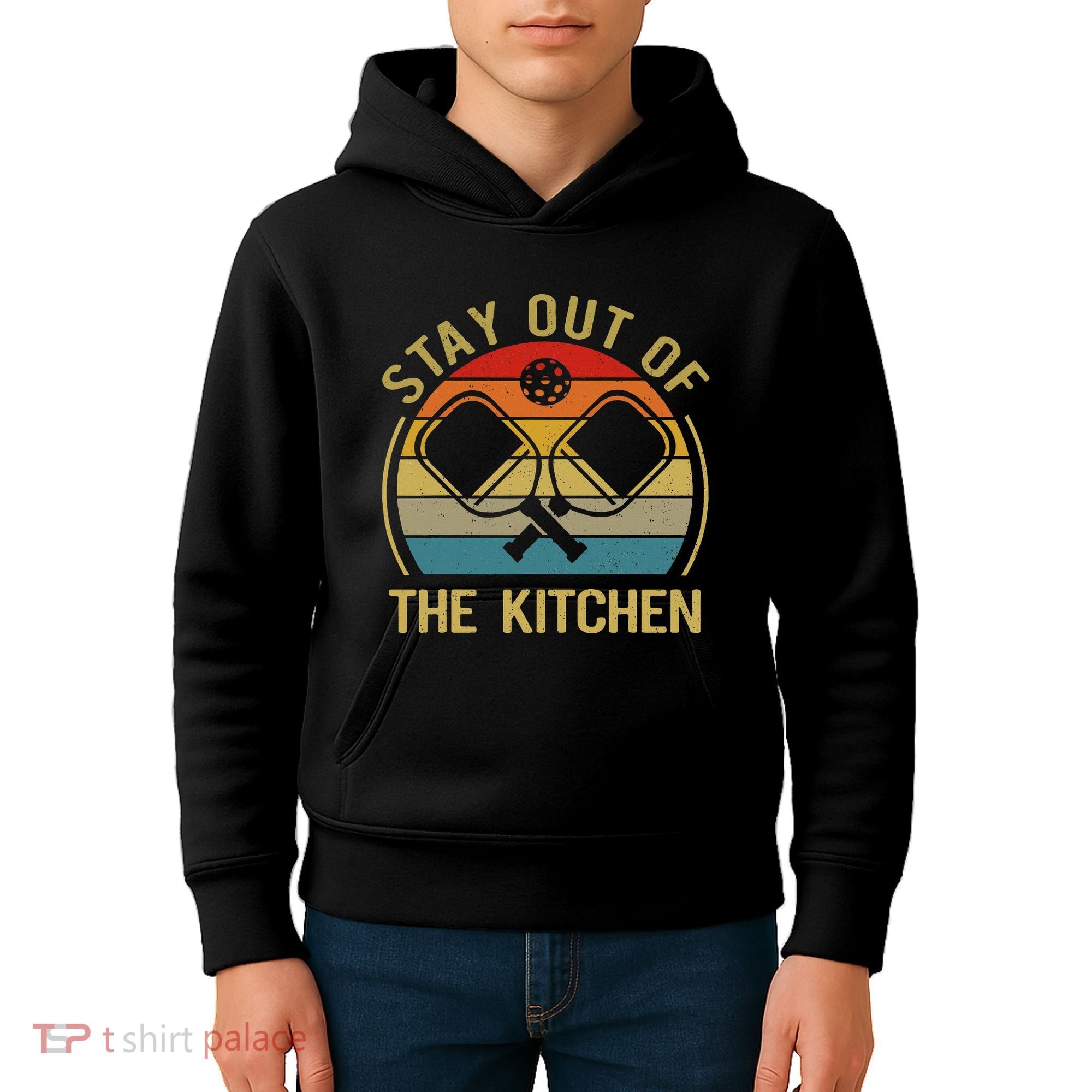 Funny Stay Out Of The Kitchen Pickleball Dad Mom Kids Hoodie