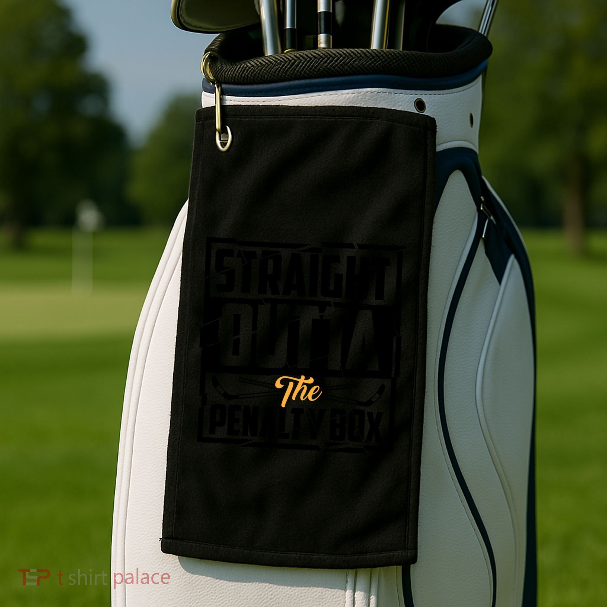 Funny Straight Outta The Penalty Box Cool Hockey Player Gift Golf Towel