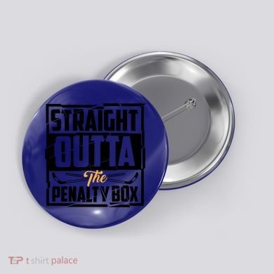 Funny Straight Outta The Penalty Box Cool Hockey Player Gift Button