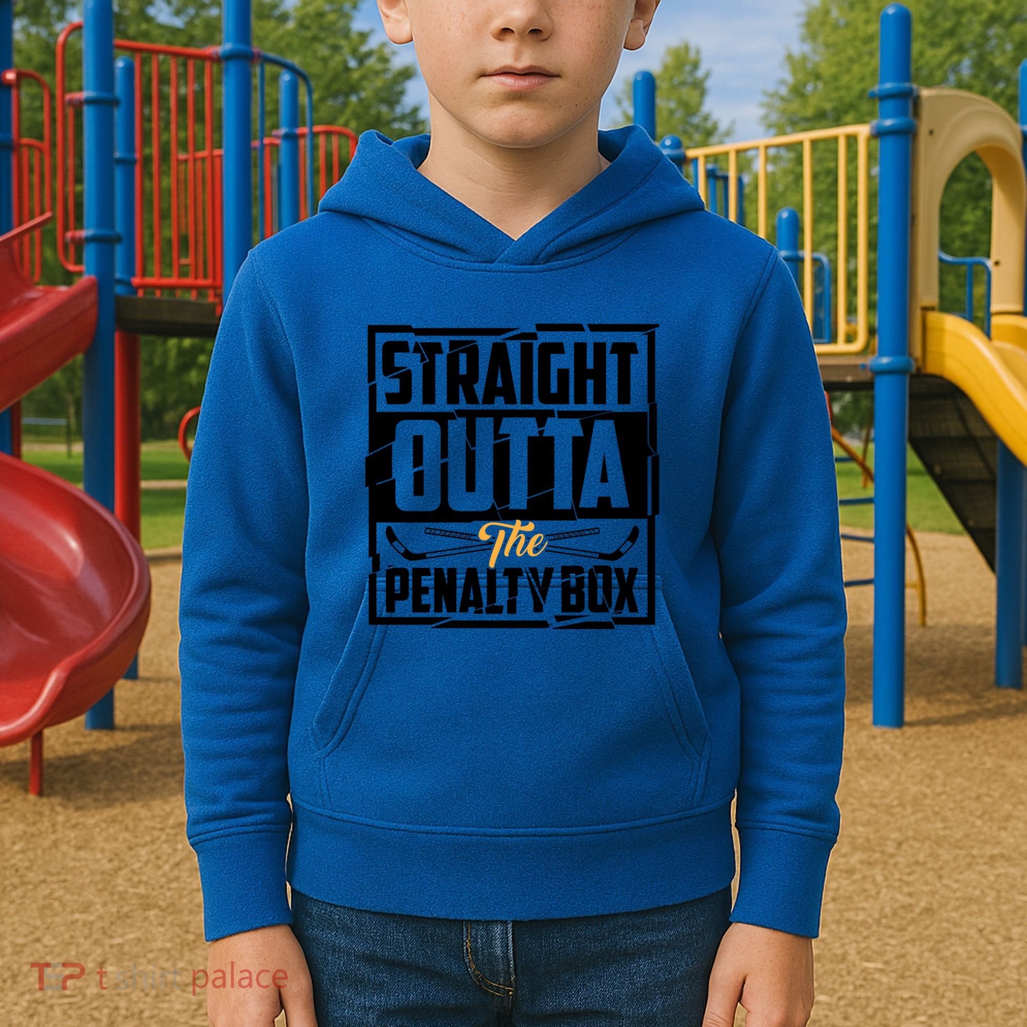 Funny Straight Outta The Penalty Box Cool Hockey Player Gift Kids Hoodie