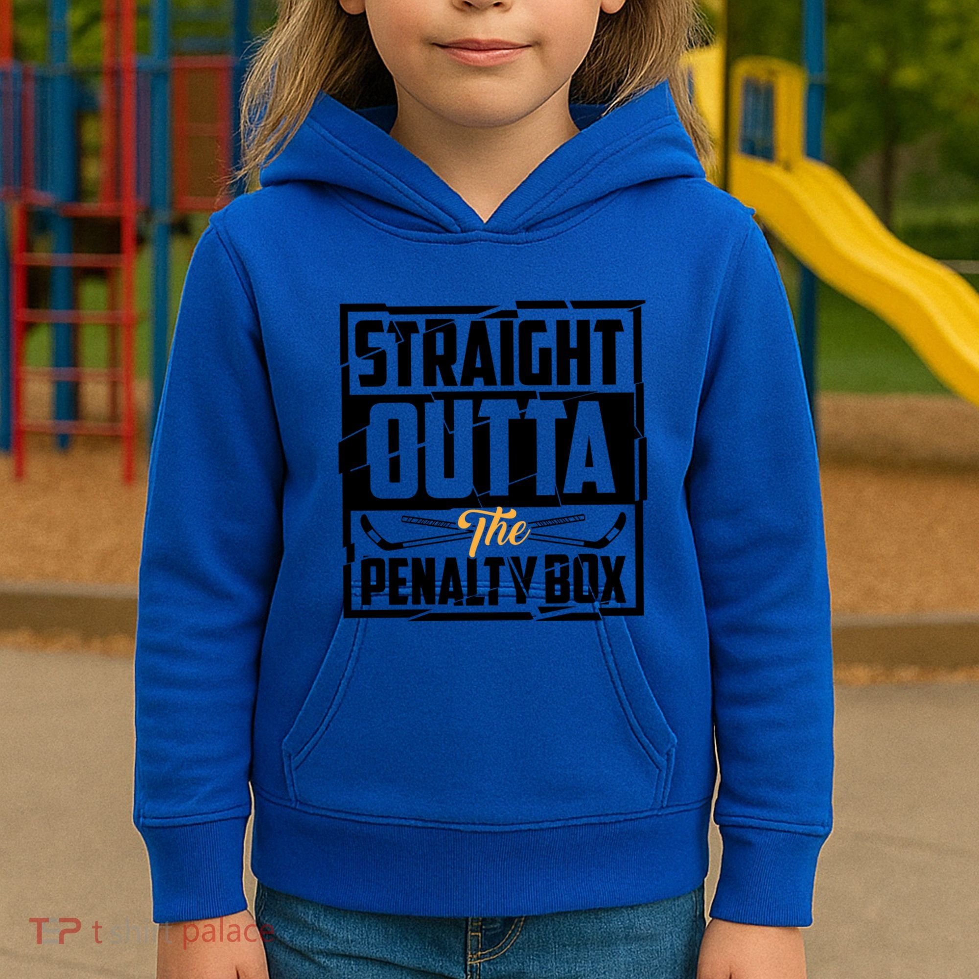 Funny Straight Outta The Penalty Box Cool Hockey Player Gift Kids Hoodie