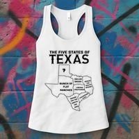 Five States Of Texas Funny Maps Of Dallas Houston Austin Women's Tank Top thumb 3