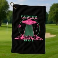 Funny Spaced Out Astronomy Stars Planets Aliens Outer Space Golf Towel thumb 1