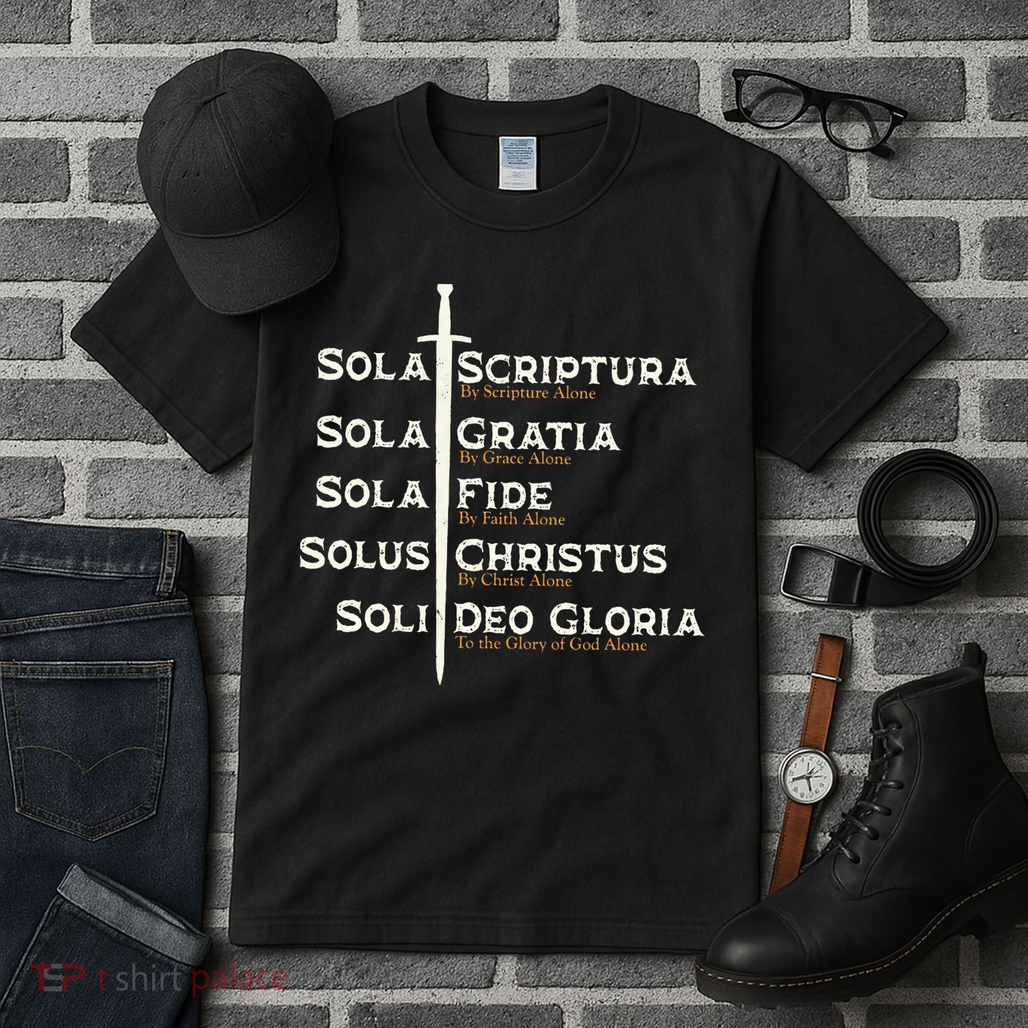 Five Solas Of The Reformation S Reformed Theology Bible Tall T-Shirt