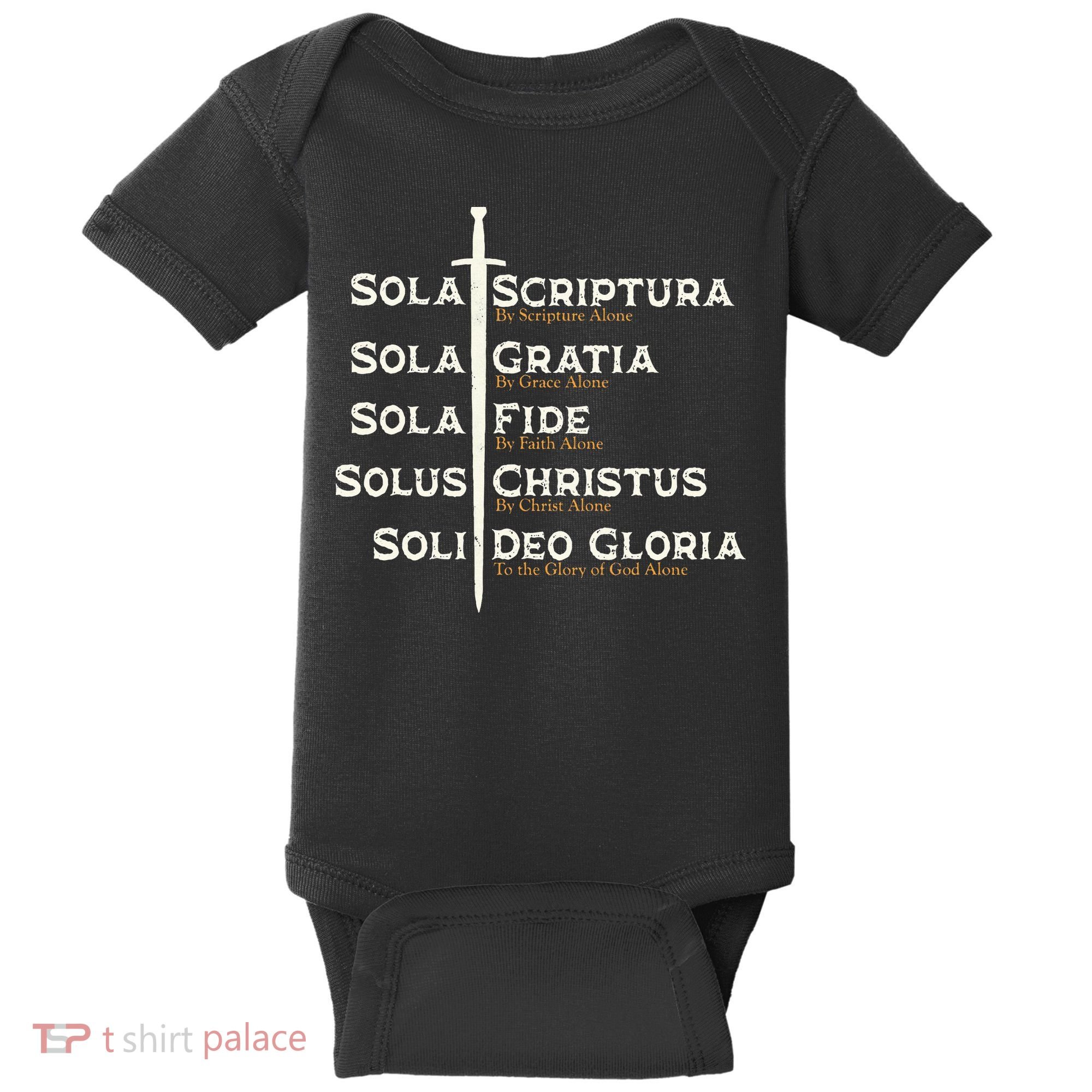 Five Solas Of The Reformation S Reformed Theology Bible Baby Bodysuit