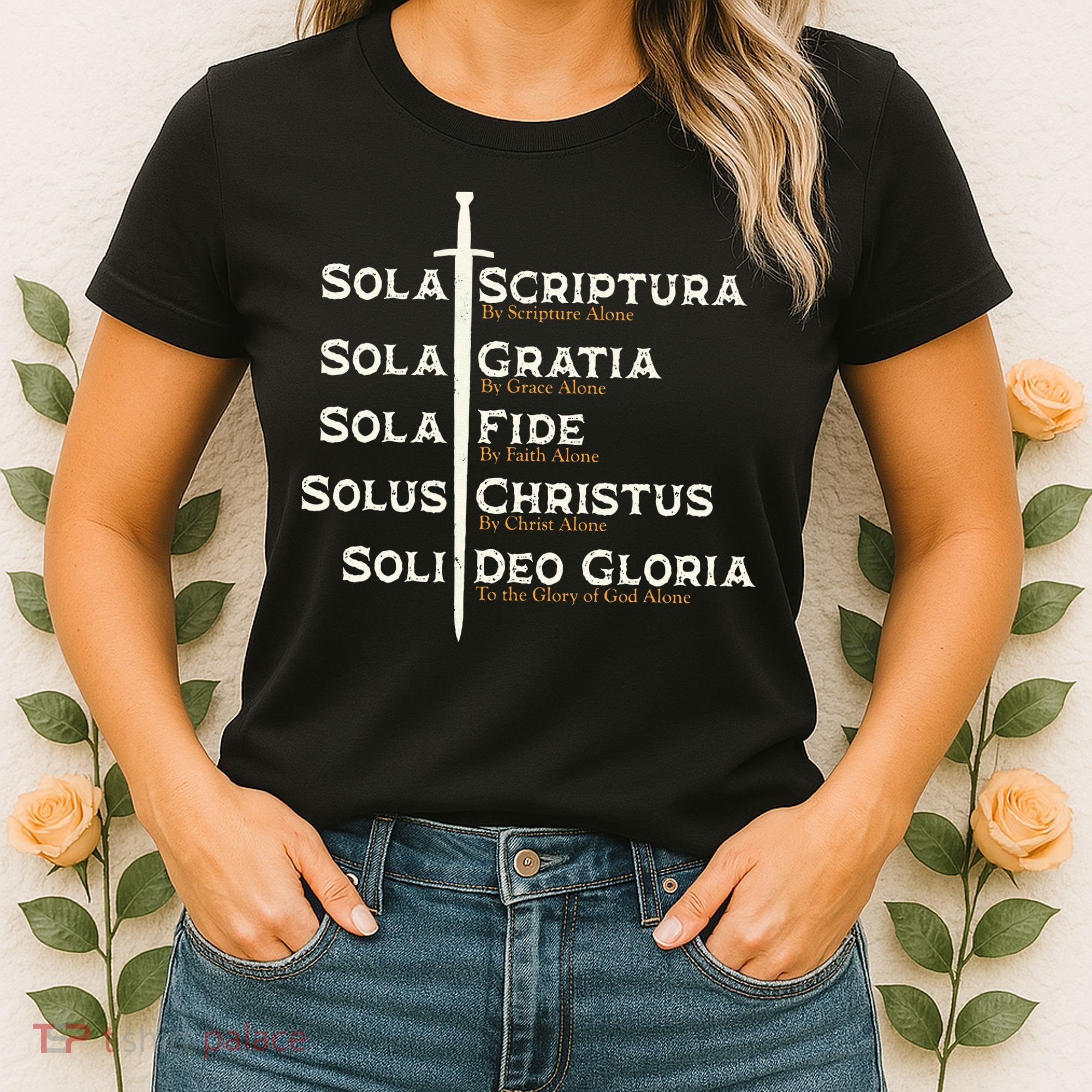 Five Solas Of The Reformation S Reformed Theology Bible Women's T-Shirt