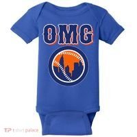 Funny Says Omg Baseball Lovers Omg Baseball Baby Bodysuit thumb 0