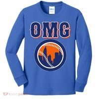 Funny Says Omg Baseball Lovers Omg Baseball Kids Long Sleeve Shirt thumb 0