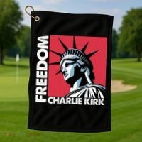 Freedom Statue Of Liberty Charlie Kirk Memorial Golf Towel thumb 1