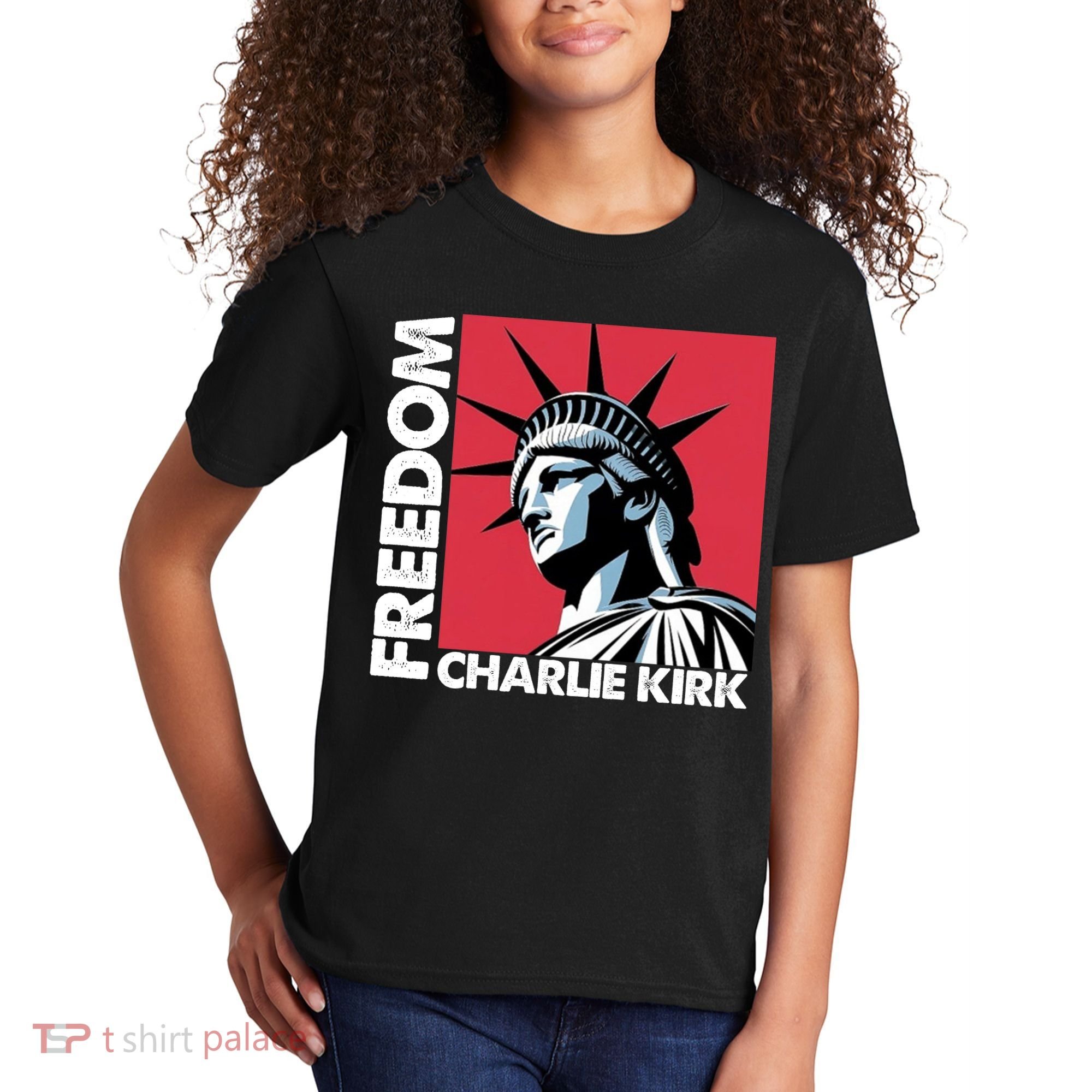 Freedom Statue Of Liberty Charlie Kirk Memorial Kids T-Shirt