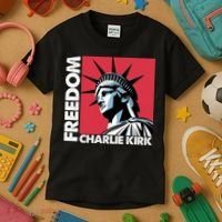 Freedom Statue Of Liberty Charlie Kirk Memorial Kids T-Shirt thumb 3
