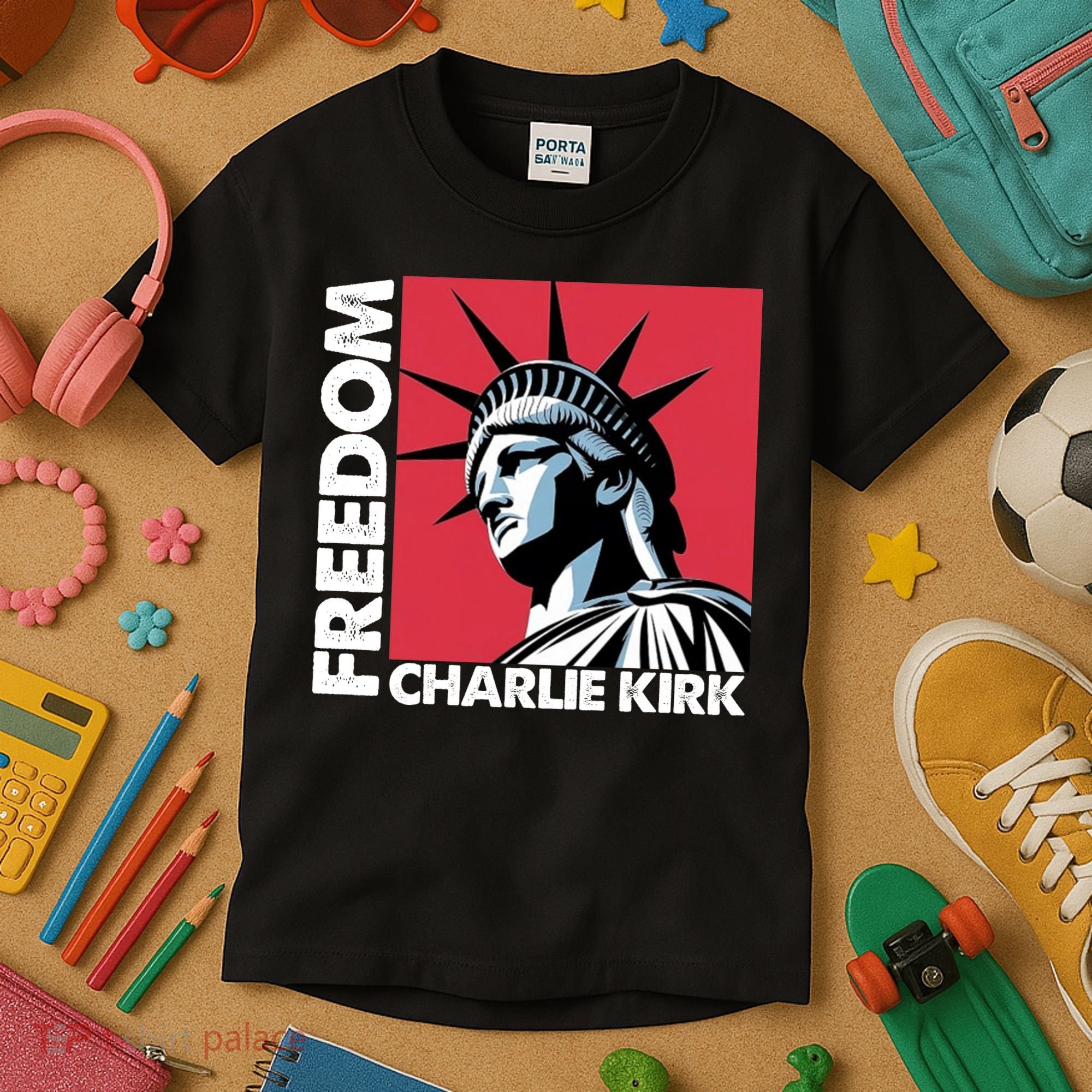 Freedom Statue Of Liberty Charlie Kirk Memorial Kids T-Shirt