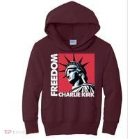 Freedom Statue Of Liberty Charlie Kirk Memorial Kids Hoodie thumb 0