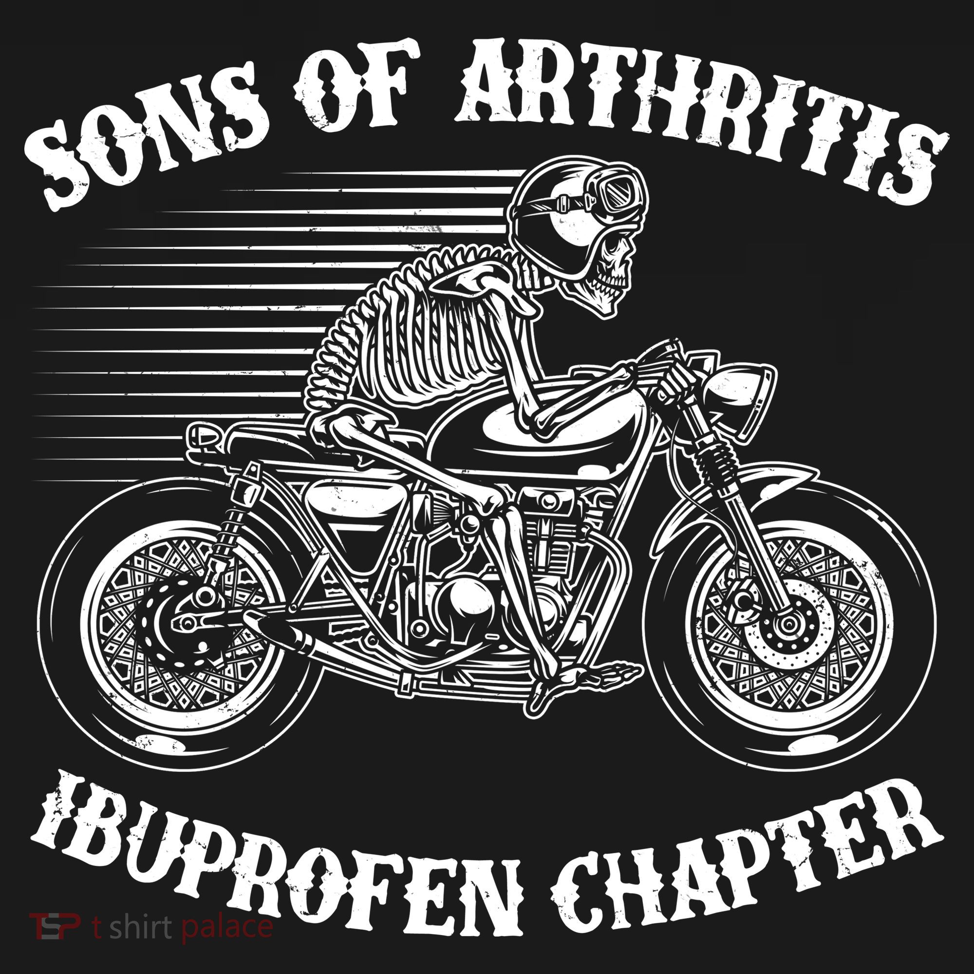 Funny Sons Of Arthritis Ibuprofen Chapter Skeleton Motorcycle USA-Made Doggie Bandana