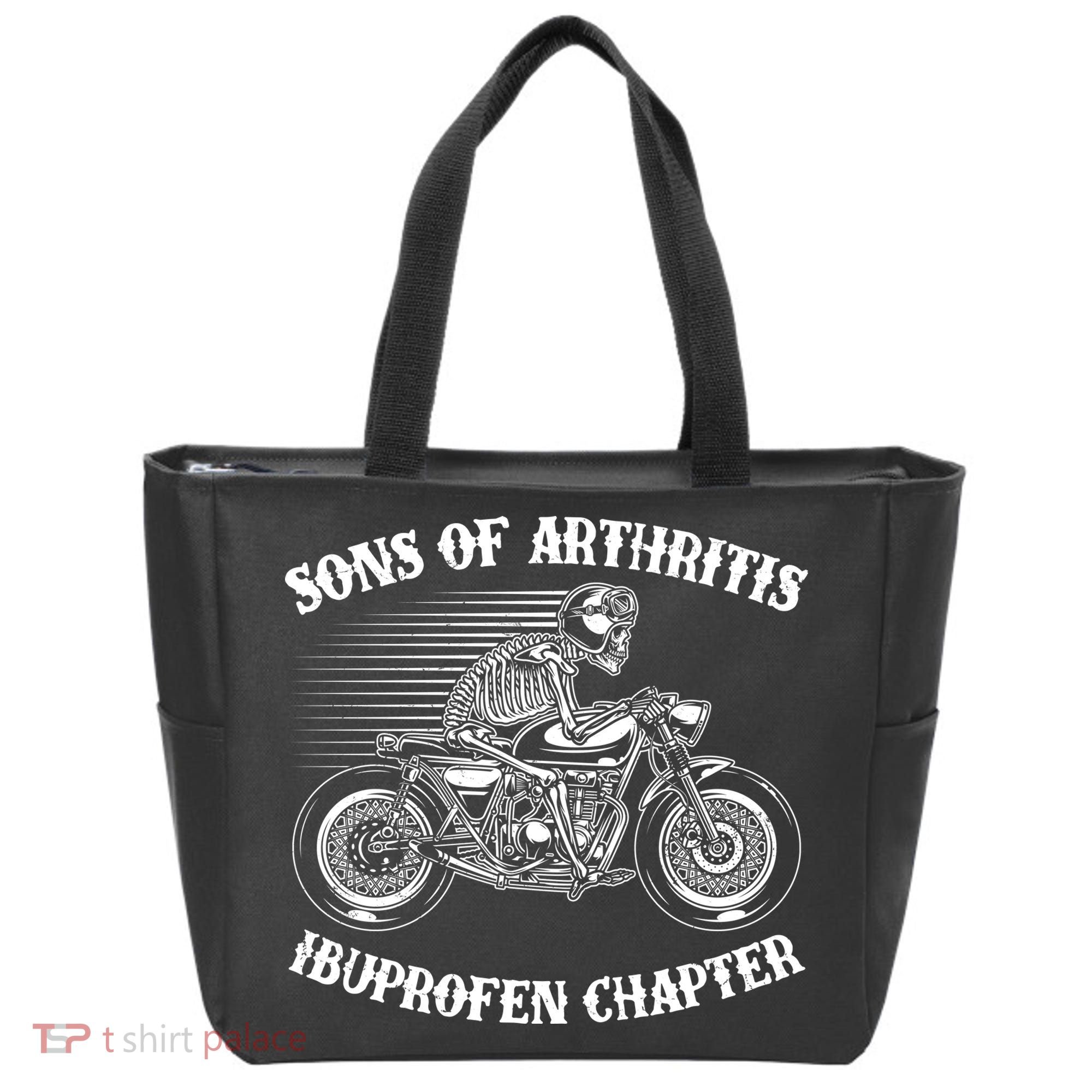 Funny Sons Of Arthritis Ibuprofen Chapter Skeleton Motorcycle Tote Bag