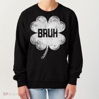 Funny St Patricks Day Bruh Meme Shamrock Women's Sweatshirt thumb 0