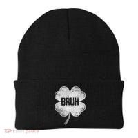 Funny St Patricks Day Bruh Meme Shamrock Beanie thumb 0