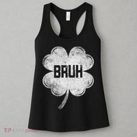 Funny St Patricks Day Bruh Meme Shamrock Women's Tank Top thumb 3