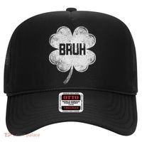 Funny St Patricks Day Bruh Meme Shamrock Hat thumb 0