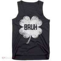 Funny St Patricks Day Bruh Meme Shamrock Tank Top thumb 0