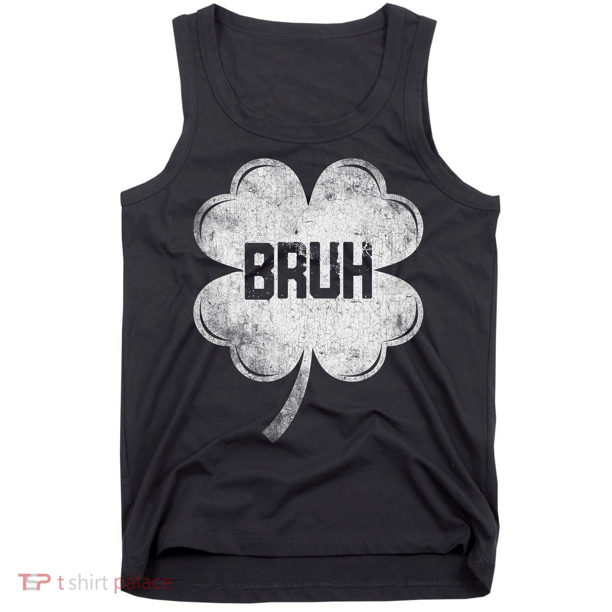 Funny St Patricks Day Bruh Meme Shamrock Tank Top