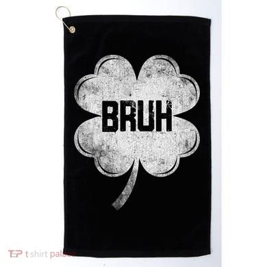 Funny St Patricks Day Bruh Meme Shamrock Golf Towel