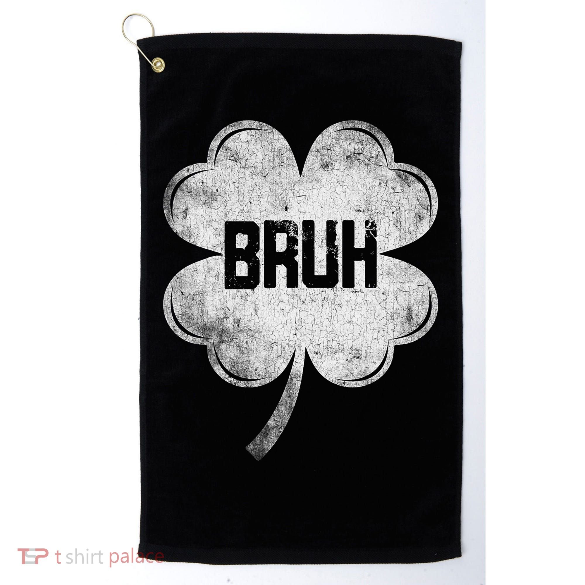 Funny St Patricks Day Bruh Meme Shamrock Golf Towel