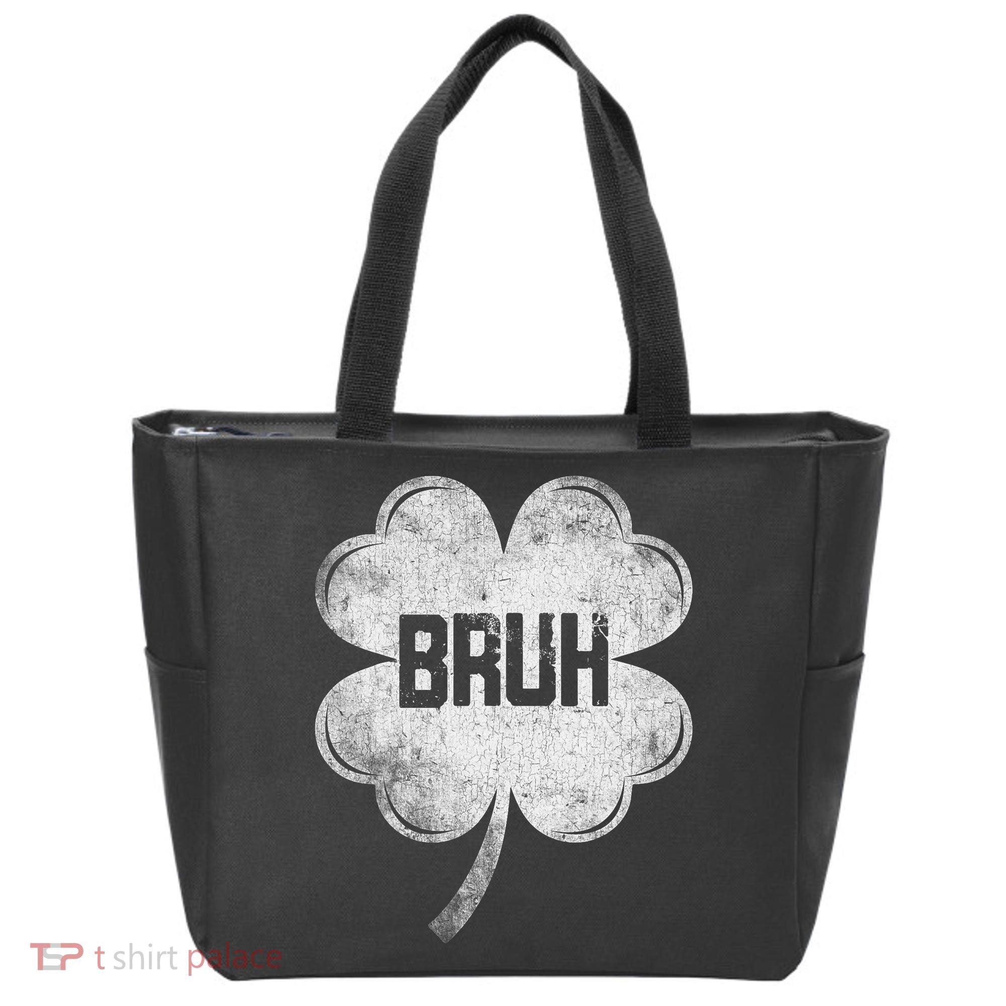 Funny St Patricks Day Bruh Meme Shamrock Tote Bag