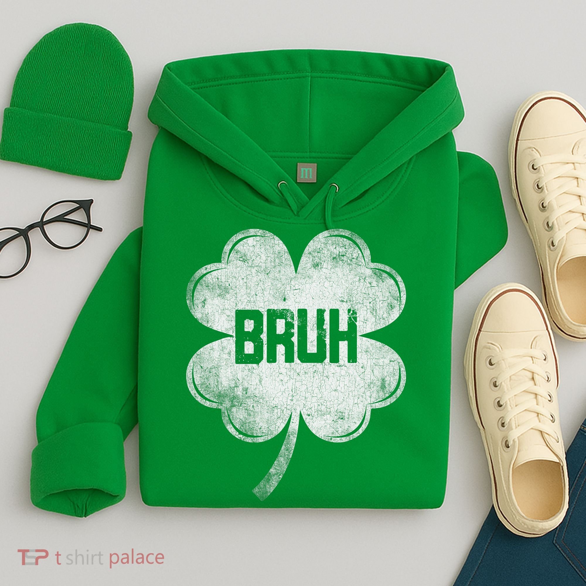 Funny St Patricks Day Bruh Meme Shamrock Hoodie