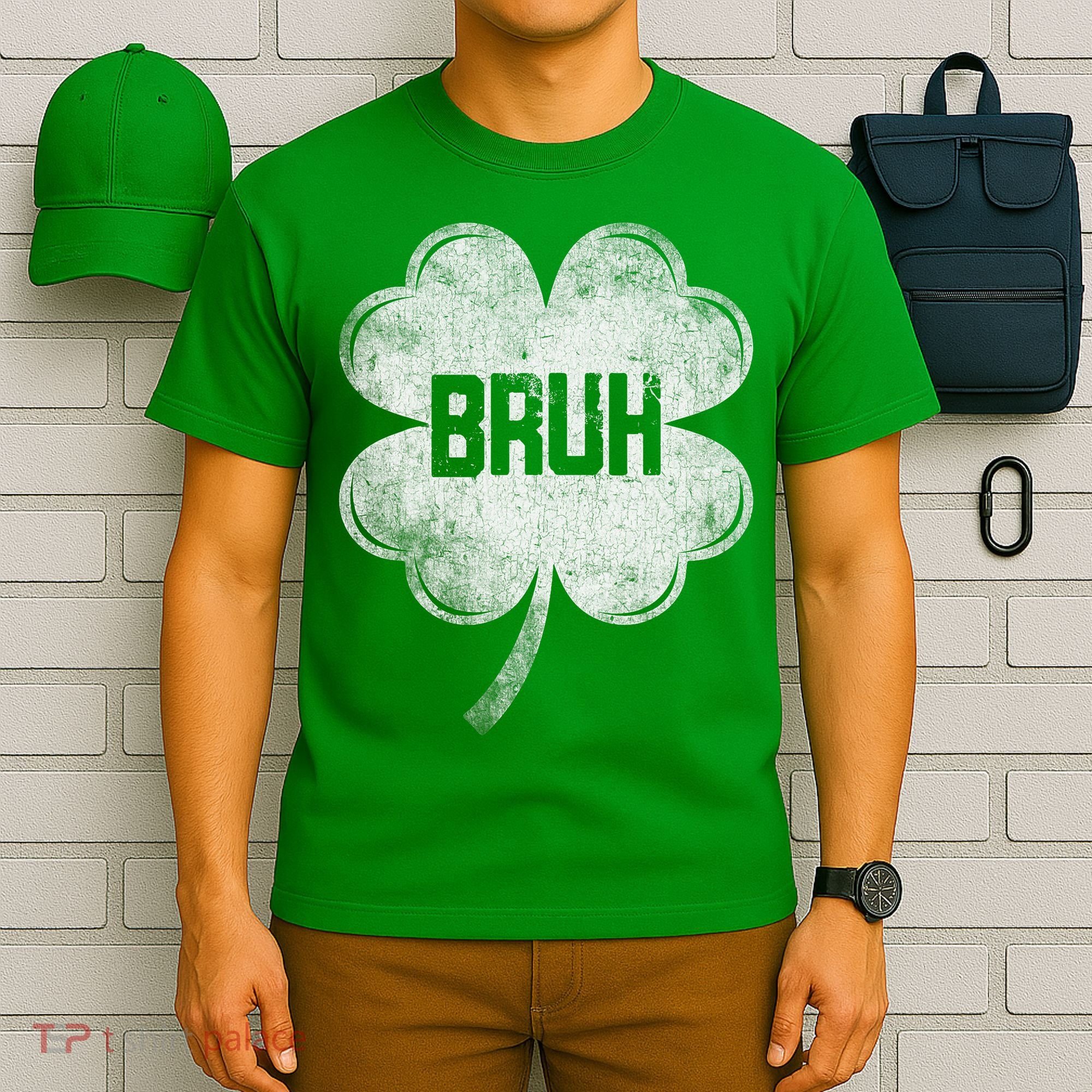 Funny St Patricks Day Bruh Meme Shamrock T-Shirt