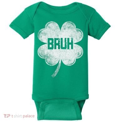 Funny St Patricks Day Bruh Meme Shamrock Baby Bodysuit