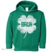 Funny St Patricks Day Bruh Meme Shamrock Toddler Hoodie thumb 0