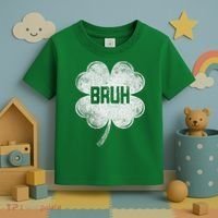 Funny St Patricks Day Bruh Meme Shamrock Toddler T-Shirt thumb 3