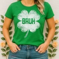 Funny St Patricks Day Bruh Meme Shamrock Women's T-Shirt thumb 2