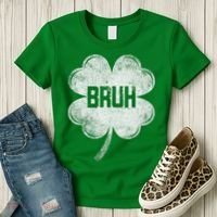 Funny St Patricks Day Bruh Meme Shamrock Women's T-Shirt thumb 3