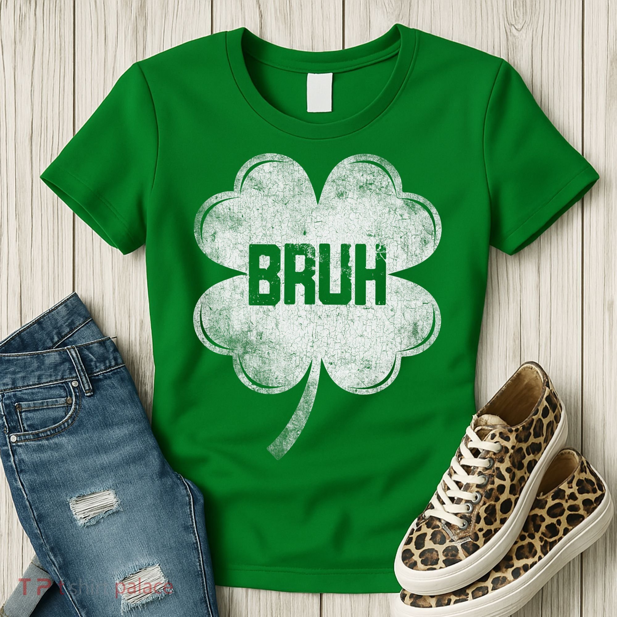 Funny St Patricks Day Bruh Meme Shamrock Women's T-Shirt