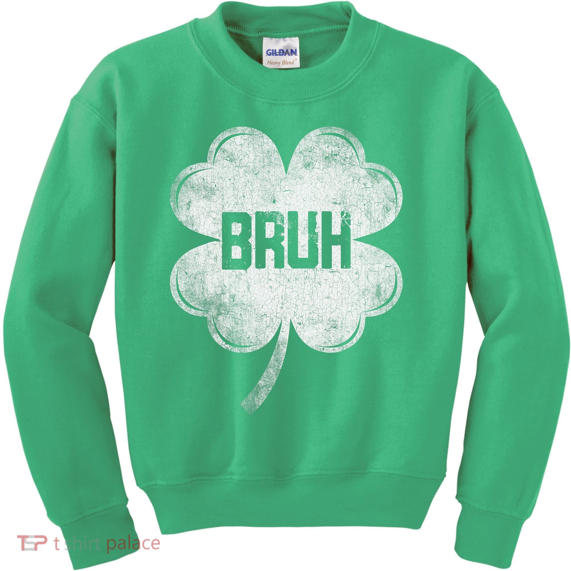 Funny St Patricks Day Bruh Meme Shamrock Kids Sweatshirt