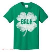 Funny St Patricks Day Bruh Meme Shamrock Kids T-Shirt thumb 0