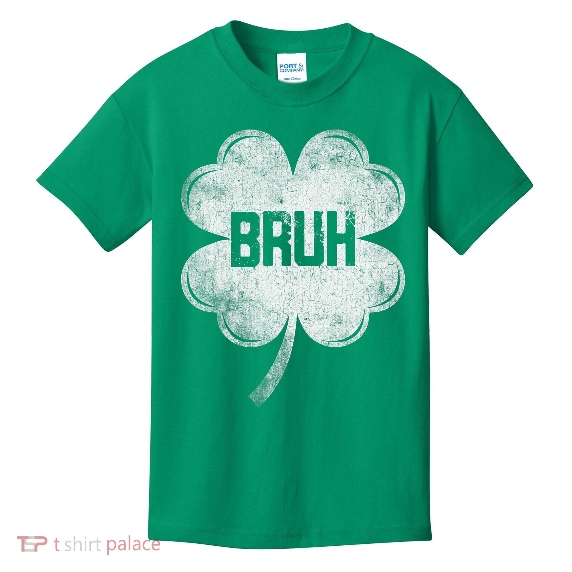 Funny St Patricks Day Bruh Meme Shamrock Kids T-Shirt