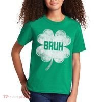 Funny St Patricks Day Bruh Meme Shamrock Kids T-Shirt thumb 2
