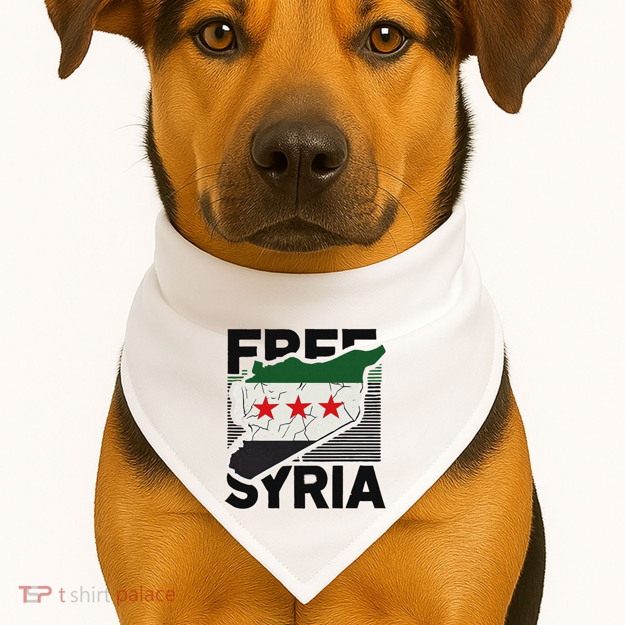 Free Syria Patriotic Syrian Flag USA-Made Doggie Bandana
