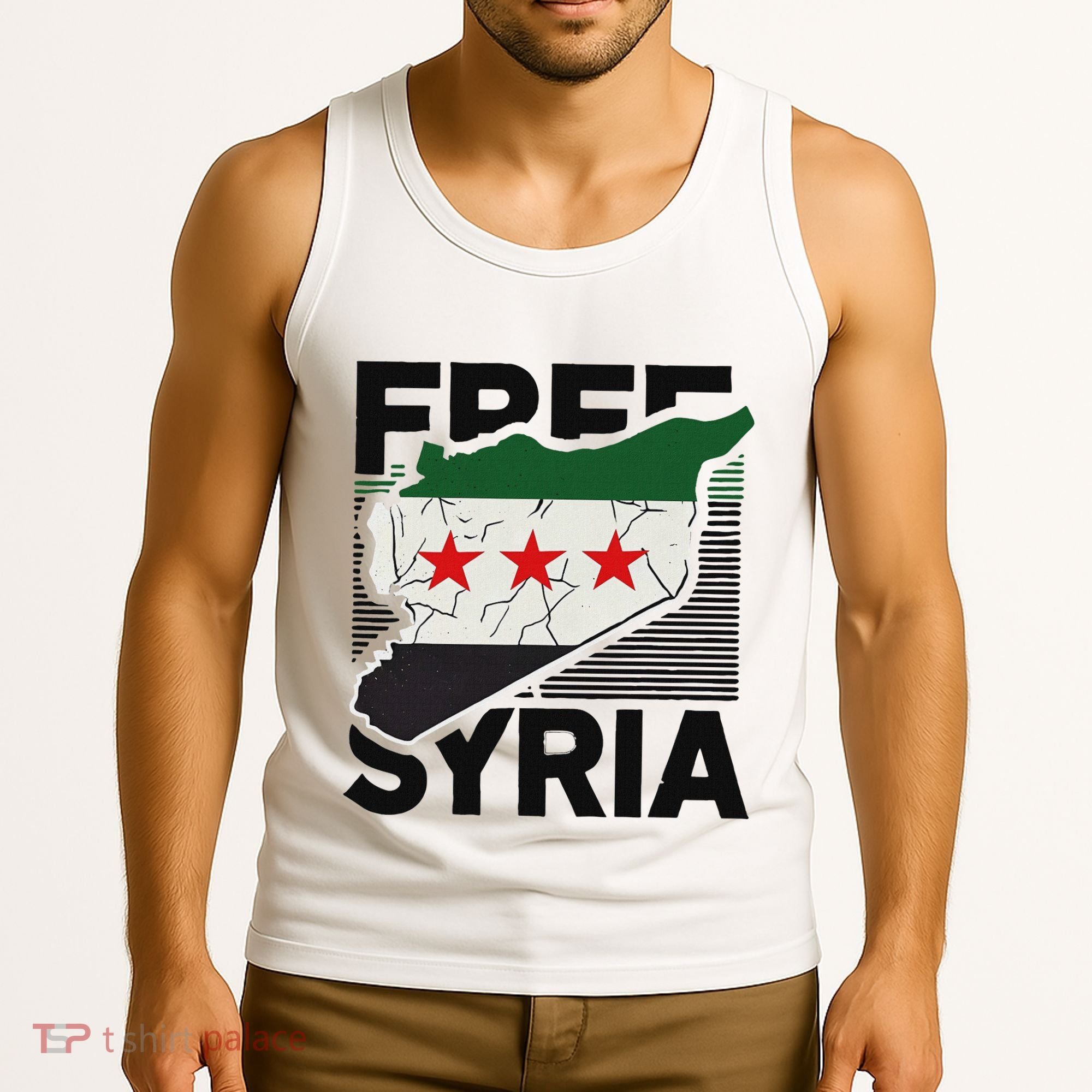 Free Syria Patriotic Syrian Flag Tank Top