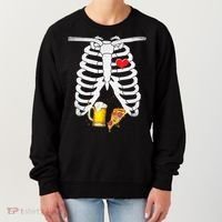 Funny Skeleton Pregnancy Pizza Beer Xray Halloween Soon Dad Gift Women's Sweatshirt thumb 0